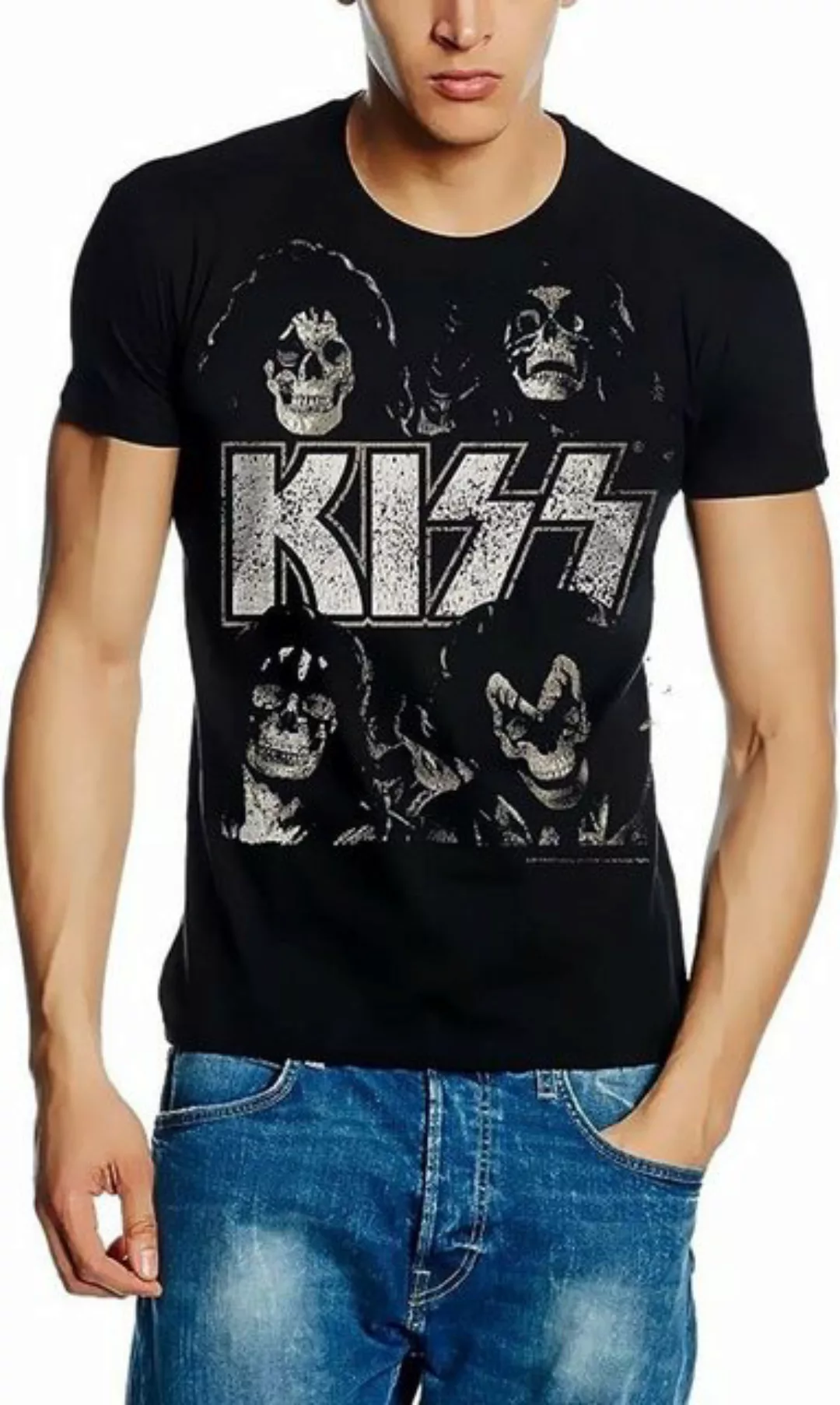 coole-fun-t-shirts Print-Shirt KISS - SKULL HEADS - T-SHIRT Schwarz M L XL günstig online kaufen