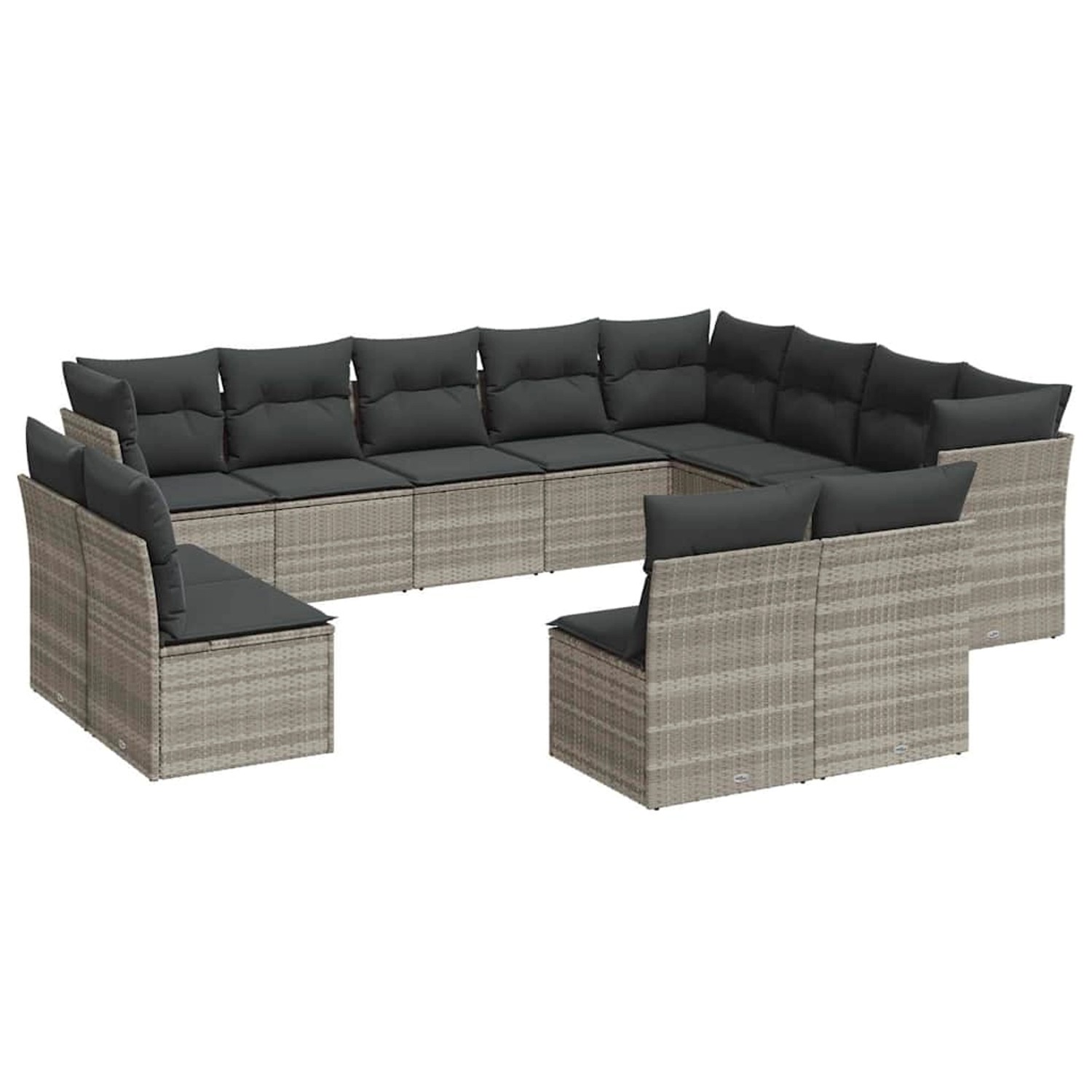 vidaXL 12-Tlg Garten-Sofagarnitur mit Kissen Hellgrau Poly Rattan 3250311 günstig online kaufen