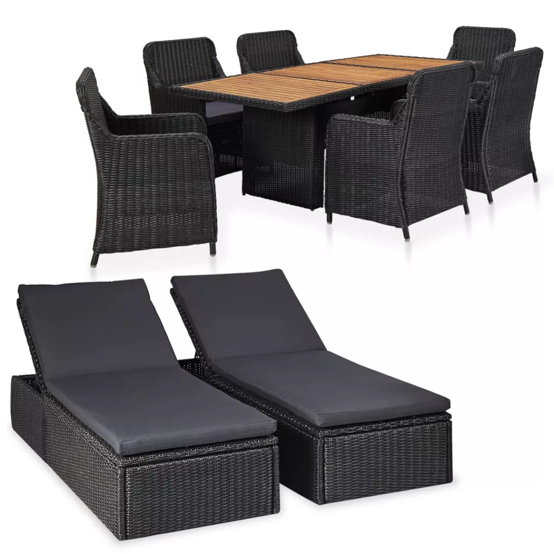 9-tlg. Garten-lounge-set Poly Rattan Schwarz günstig online kaufen