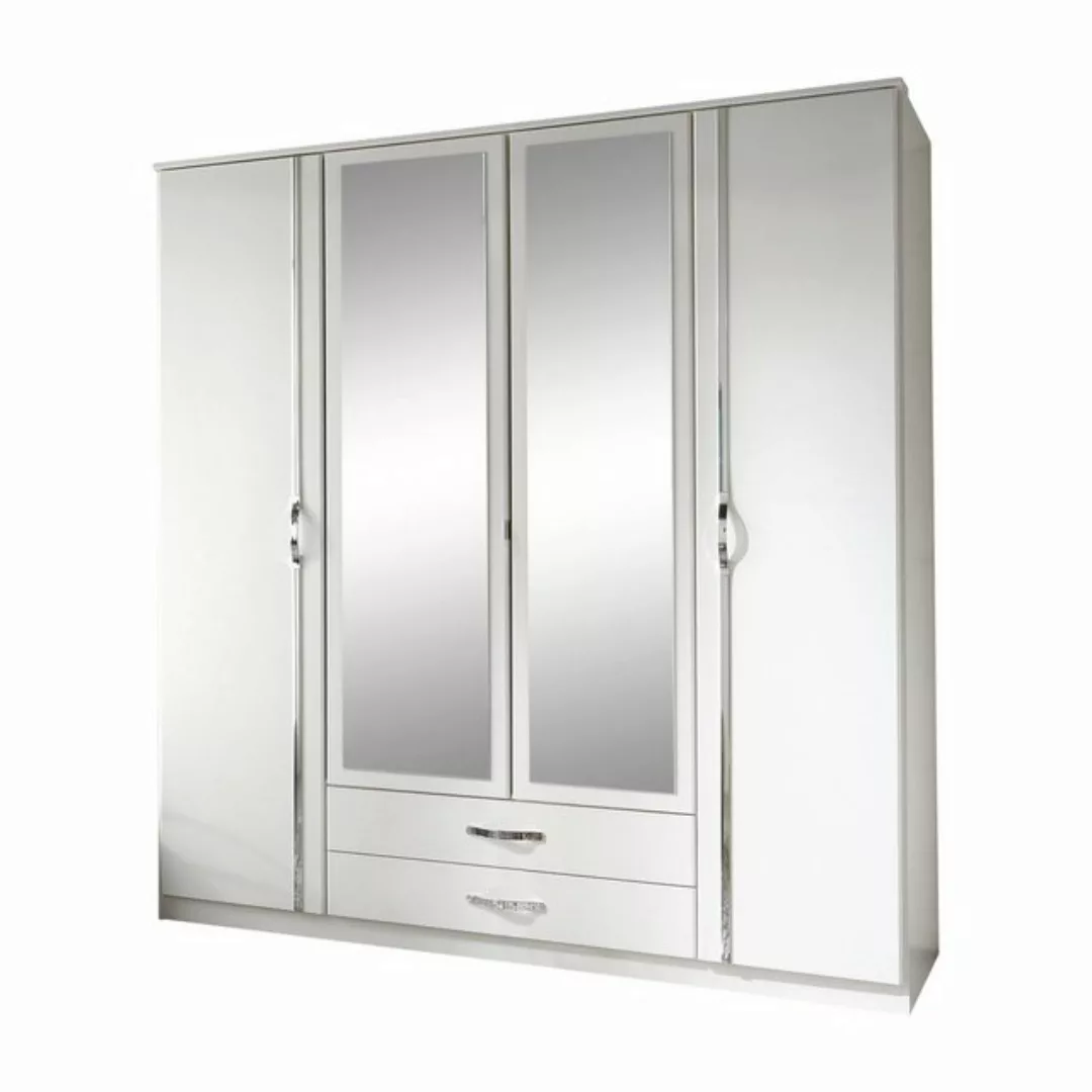 freiraum Drehtürenschrank Duo in WEISS,AUFLEISTUNGEN CHROM - 179x199x58cm ( günstig online kaufen