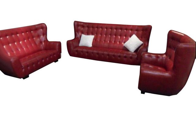 JVmoebel Sofa, Sofagarnitur Chesterfield Sessel Sofa Set 3 tlg Ledersofa Ro günstig online kaufen