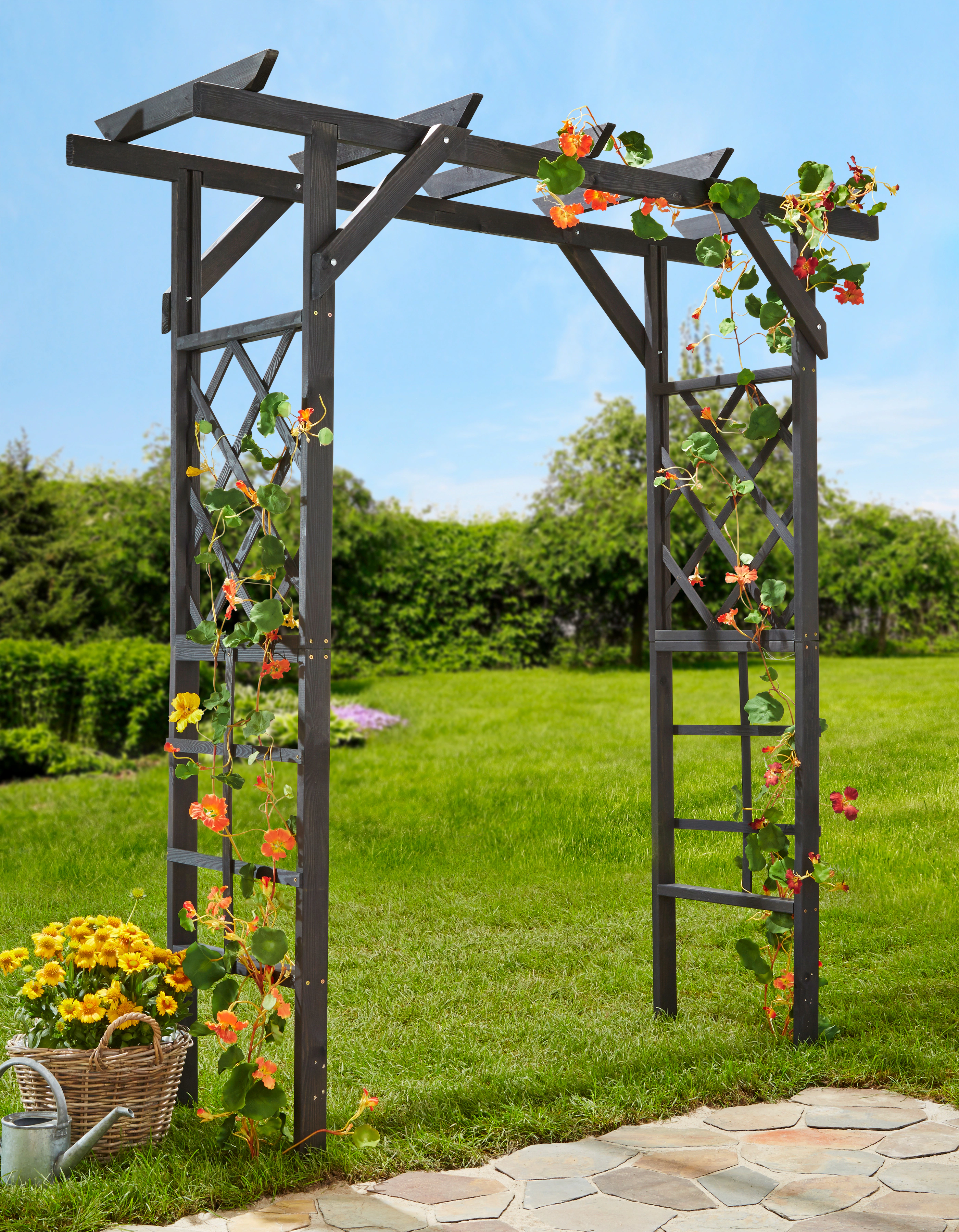 promadino Rosenbogen "Pergola Ben", BxTxH: 200x65x208 cm, anthrazit günstig online kaufen