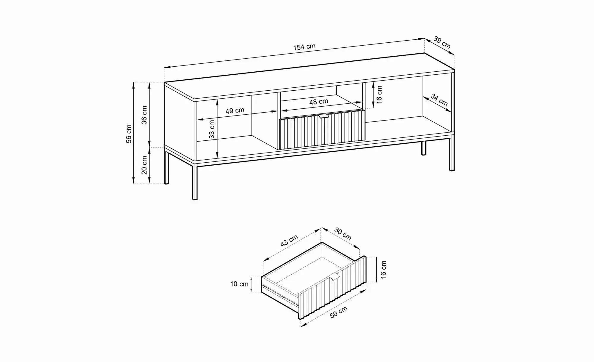 Lowboard  Nova ¦ beige ¦ Maße (cm): B: 154 H: 56 Kommoden & Sideboards > Lo günstig online kaufen