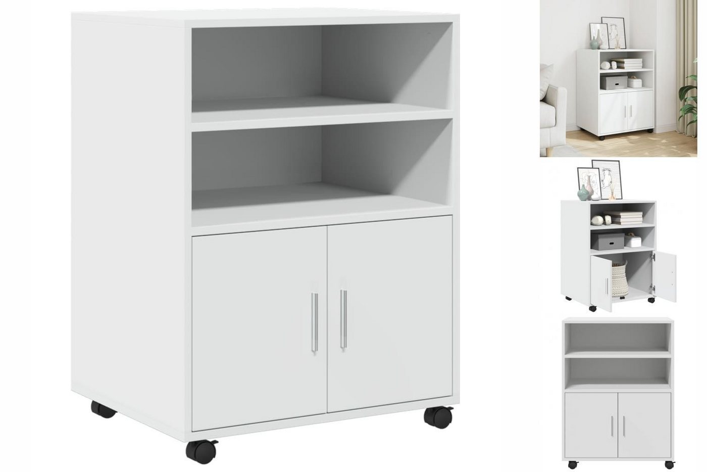 vidaXL Aktenschrank Büroschrank Rollschrank Beistelltisch Weiß 60x48x81 cm günstig online kaufen