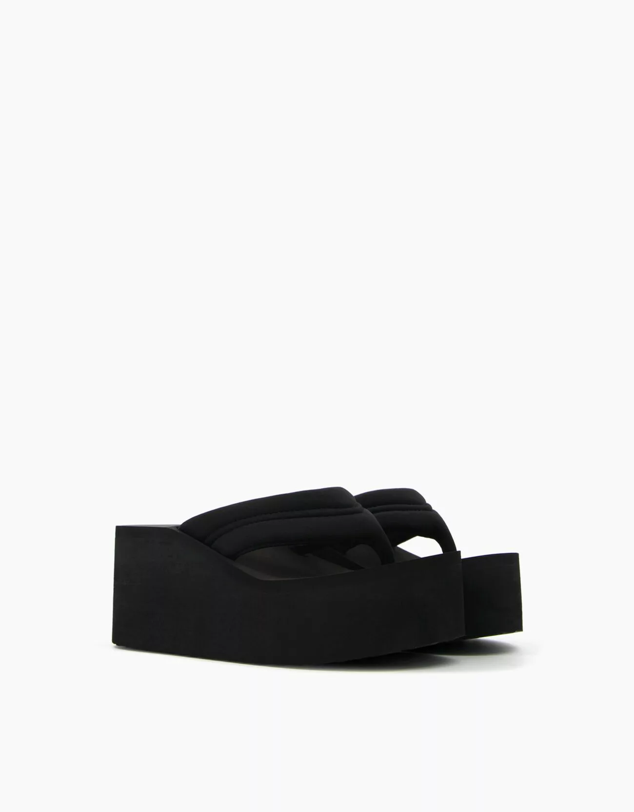 Bershka Gesteppte Plateau-Sandalen Damen 38 Schwarz günstig online kaufen