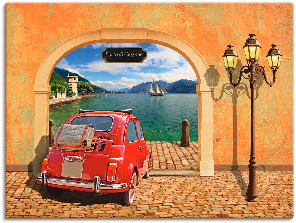 Artland Wandbild »Kleiner italienischer Hafen«, Auto, (1 St.), als Leinwand günstig online kaufen