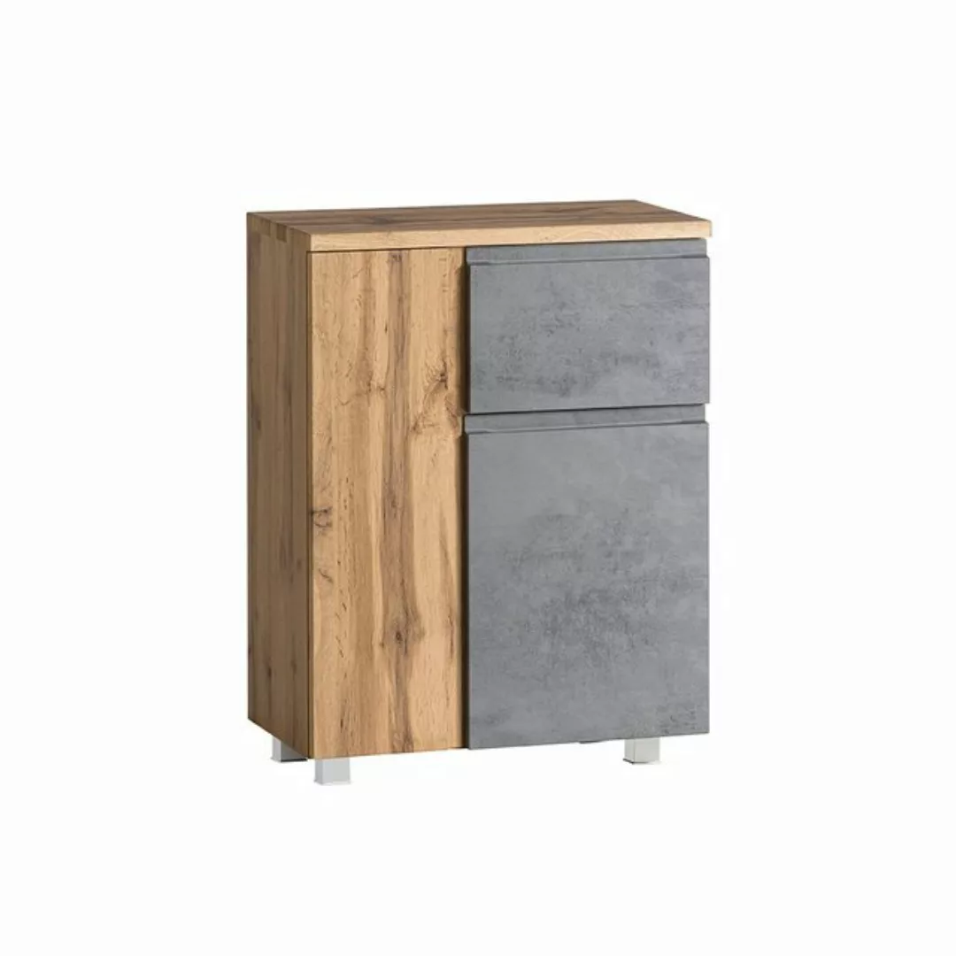 Lomadox Unterschrank VASTO-03-CONCRETE Badezimmer 65cm in Wotan Eiche Nb. m günstig online kaufen