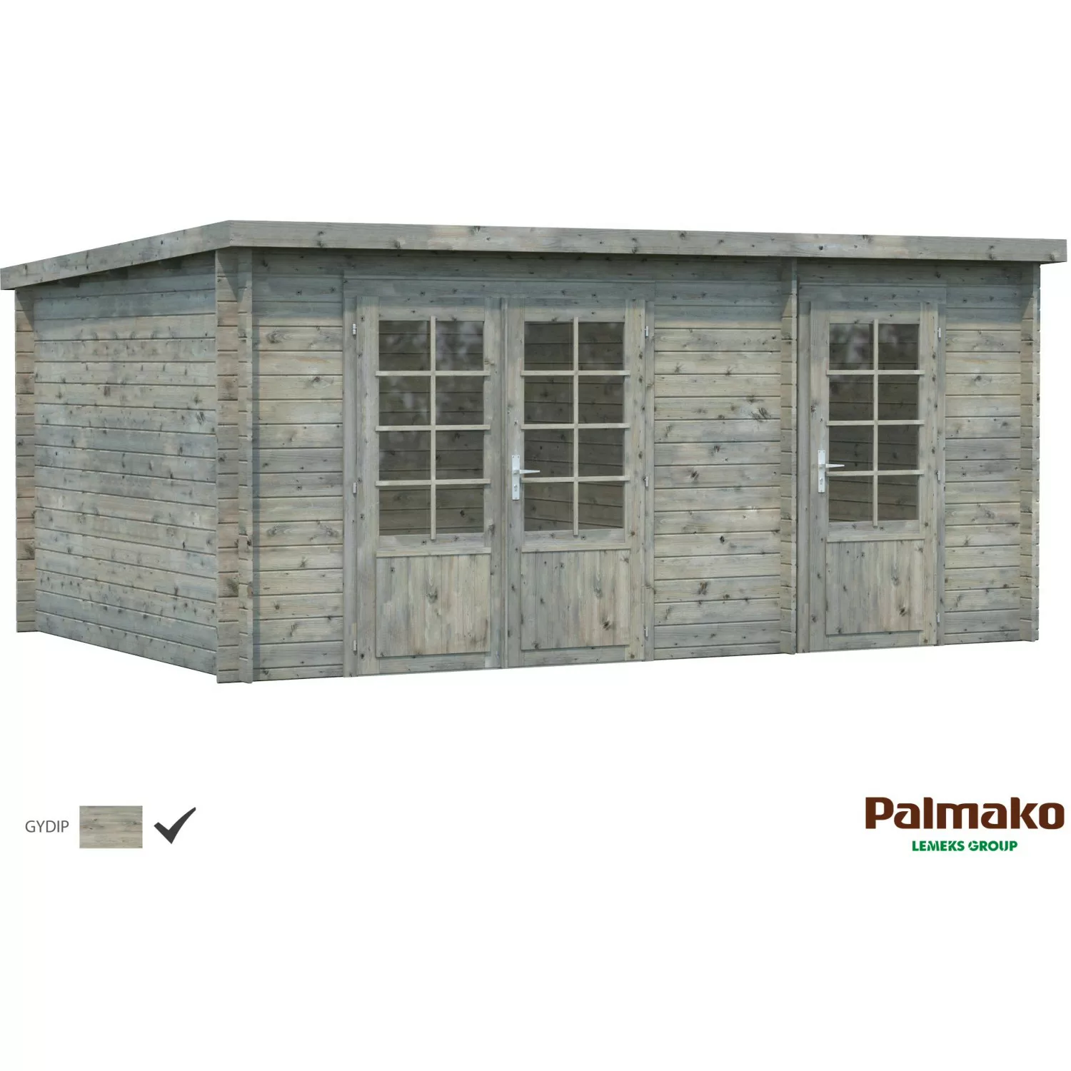 Palmako Ella Holz-Gartenhaus Grau Pultdach Tauchgrundiert 470 cm x 300 cm günstig online kaufen