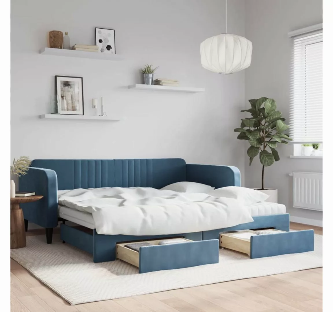 vidaXL Gästebett Gästebett Tagesbett Ausziehbar mit Schubladen Blau 100x200 günstig online kaufen