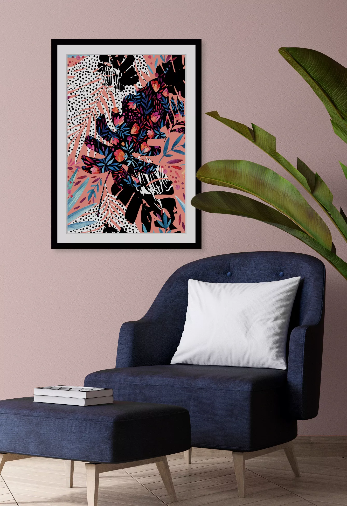 queence Bild "Liv", Blumen-Abstrakt-Kunst-Modern-Gemälde-Blätter, HD Premiu günstig online kaufen