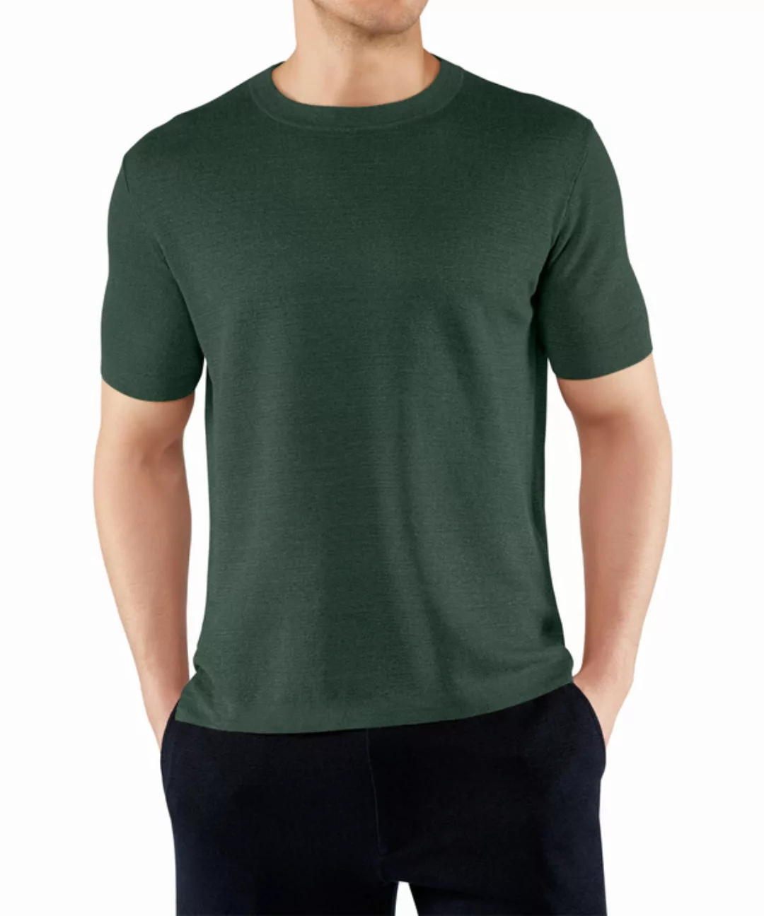 FALKE Herren T-Shirt Rundhals, M, Grün, Uni, Leinen, 60072-711703 günstig online kaufen