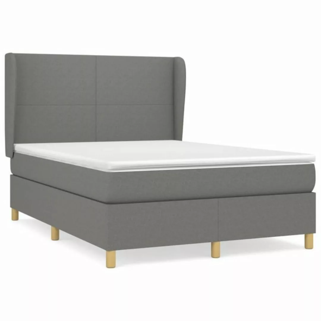 furnicato Bett Boxspringbett mit Matratze Dunkelgrau 140x190 cm Stoff günstig online kaufen