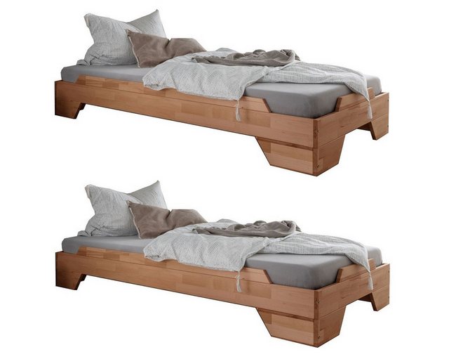 Main Möbel Massivholzbett 2er-Set Stapelbett 90x200cm 'Pisa' Buche massiv n günstig online kaufen