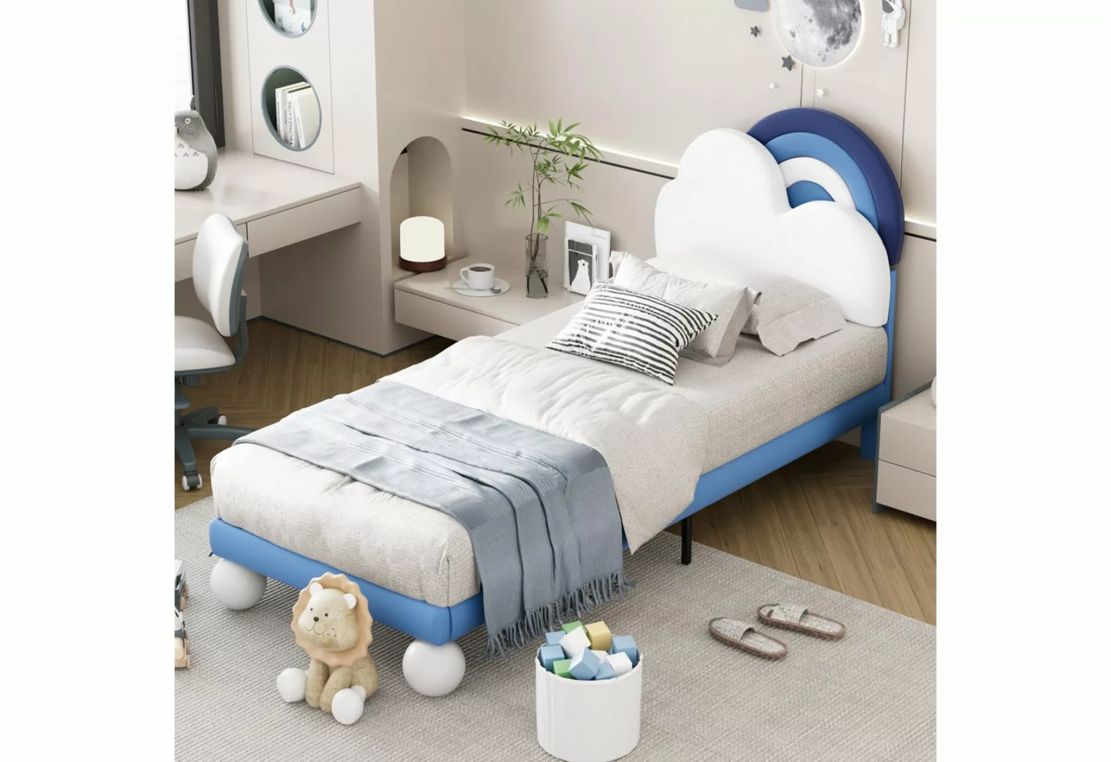 Flieks Polsterbett, Kinderbett Einzelbett 90x200cm mit höhenverstellbarem K günstig online kaufen
