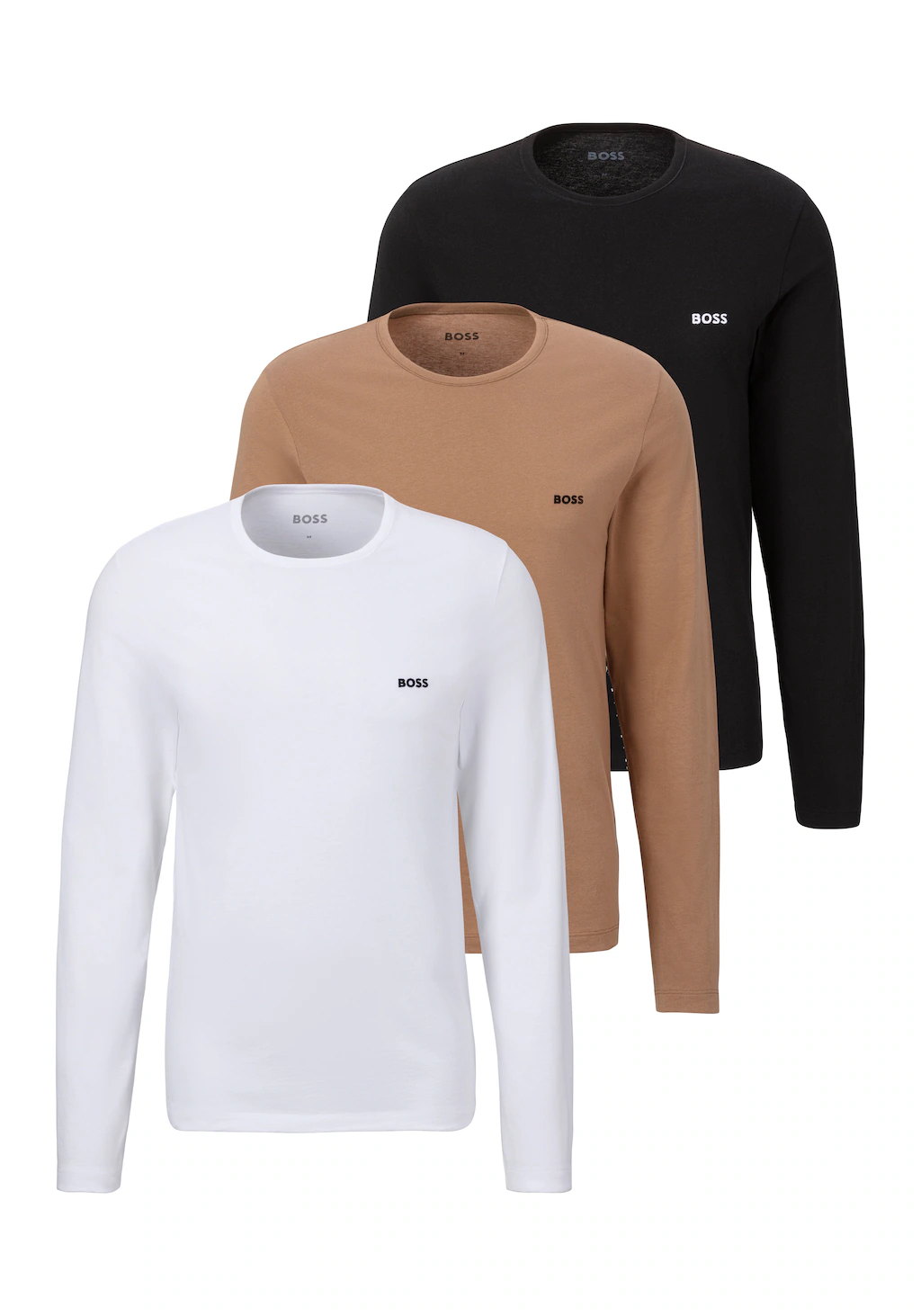 BOSS Langarmshirt "longsleeve-Shirt R-Neck Classic COTTON 3pcs/pack", mit B günstig online kaufen