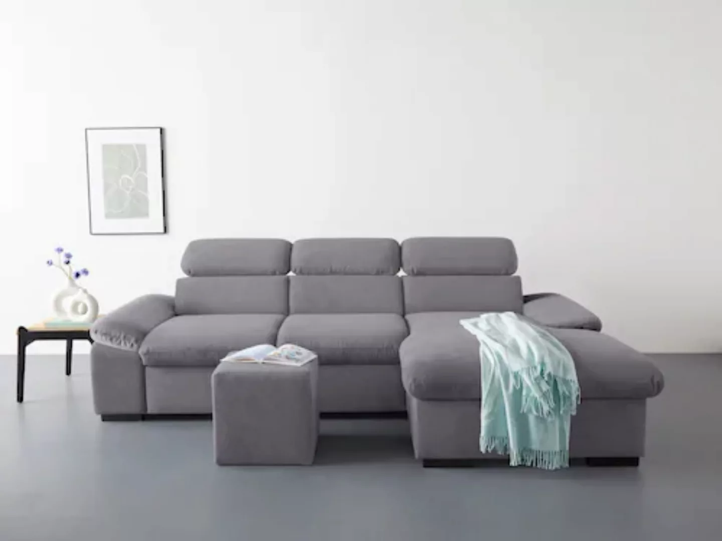 COTTA Ecksofa »Lola L-Form«, (Set, mit Hocker), mit Hocker & Kopfteilfunkti günstig online kaufen