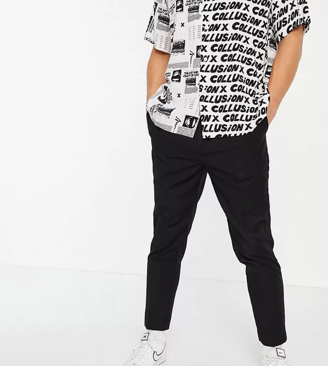 New Look – Elegante Hose mit Bundfalten in Schwarz günstig online kaufen