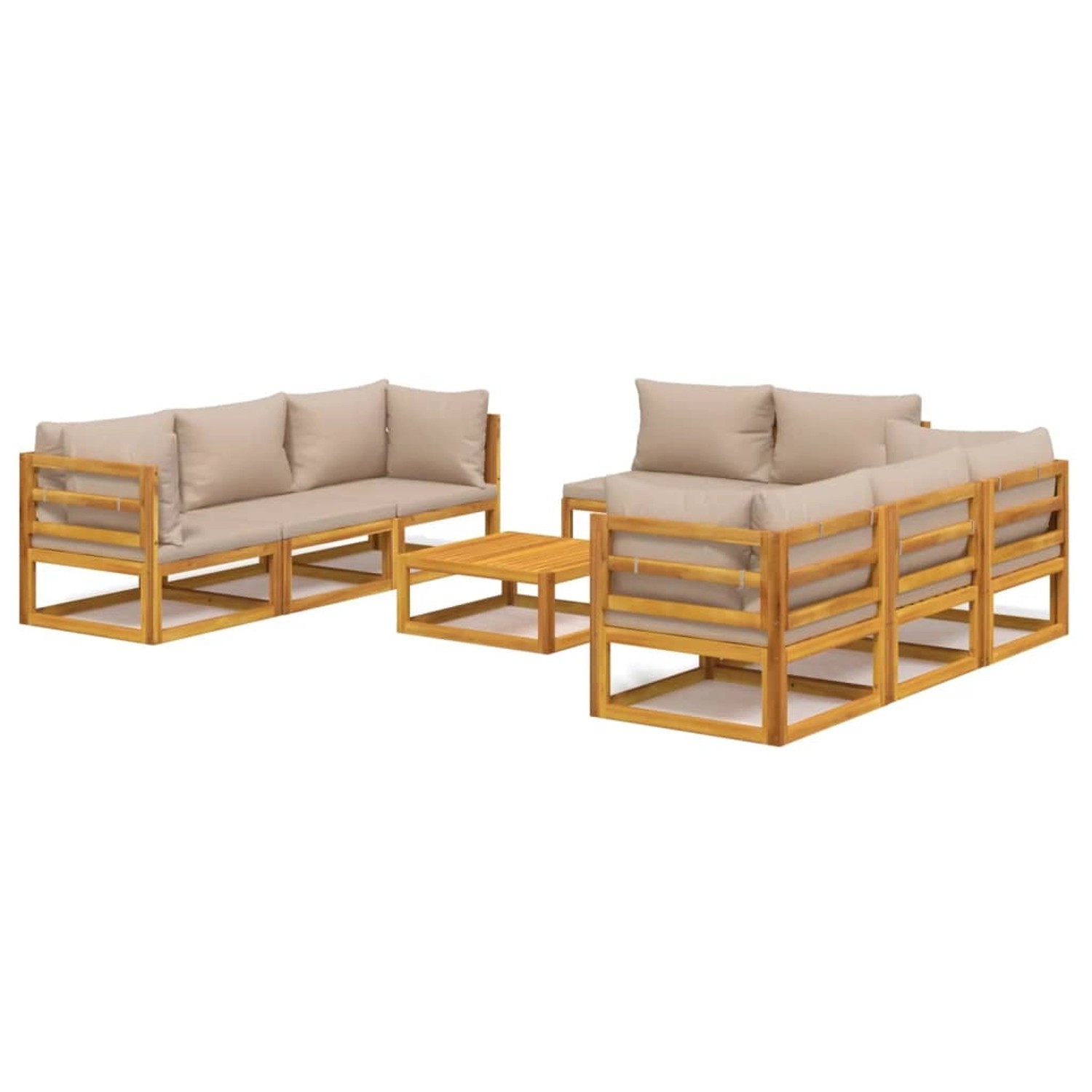 Vidaxl 9-tlg. Garten-lounge-set Mit Taupe Kissen Massivholz günstig online kaufen