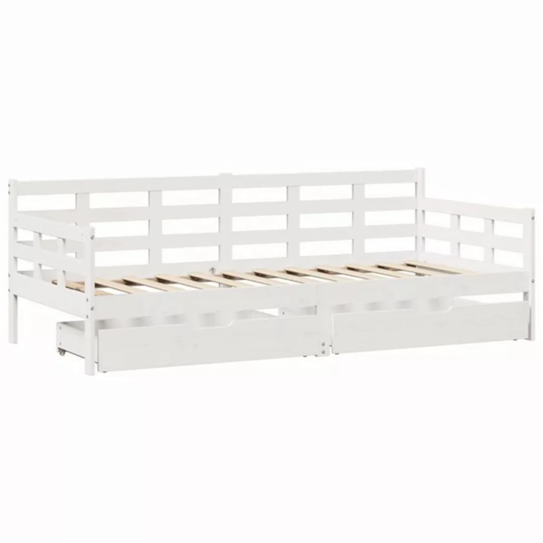 vidaXL Bett Tagesbett mit Schubladen Weiß 90x190 cm Kiefernholz günstig online kaufen