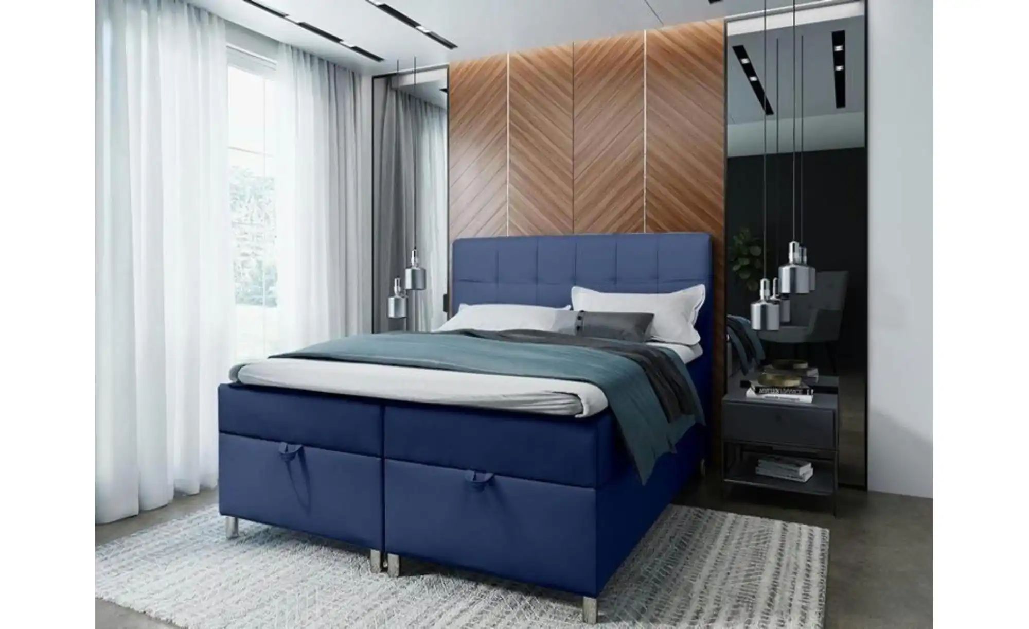 Boxbett mit Bettkasten Malabo ¦ blau ¦ Maße (cm): H: 110 Betten > Polsterbe günstig online kaufen