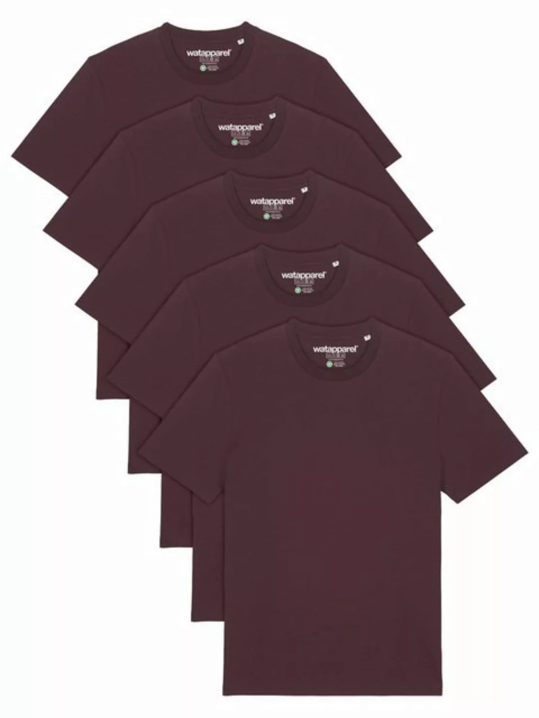 wat? Apparel T-Shirt 5er Multipack Bio Basic T-Shirt Red Brown günstig online kaufen