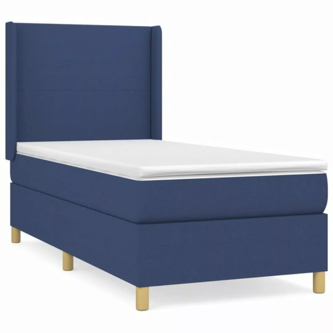 vidaXL Bettgestell Boxspringbett mit Matratze Blau 80x200 cm Stoff Bett Bet günstig online kaufen