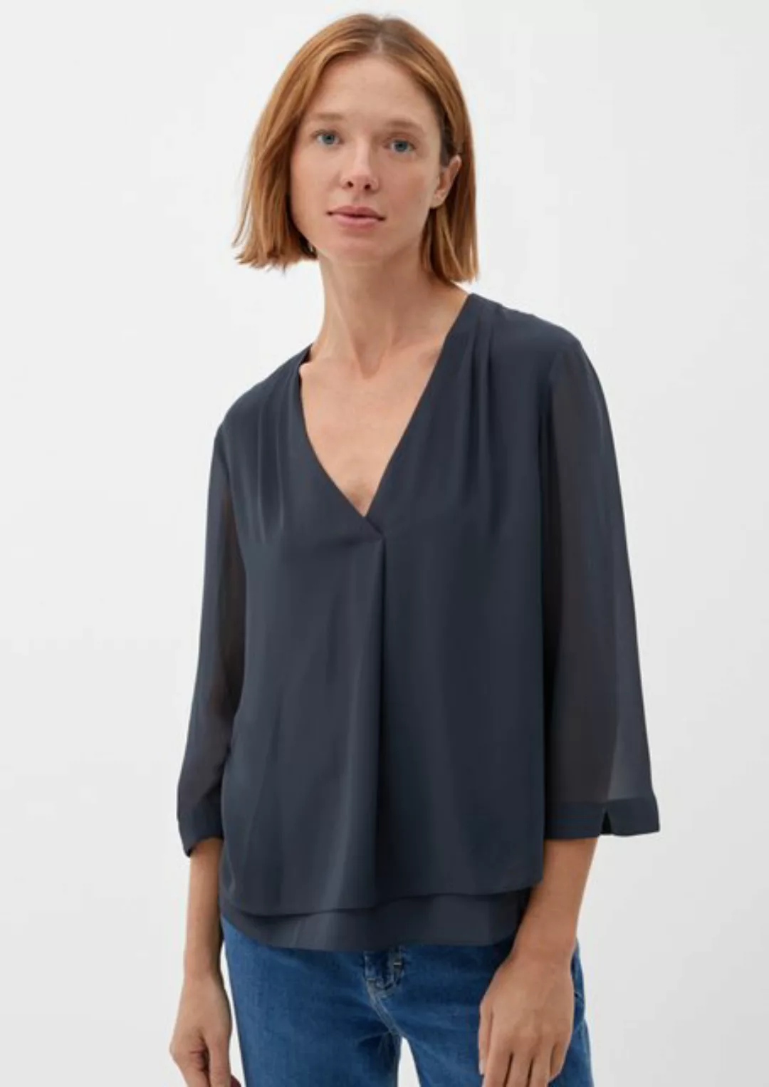 s.Oliver BLACK LABEL Langarmbluse Bluse im Double-Layer-Look Layering günstig online kaufen