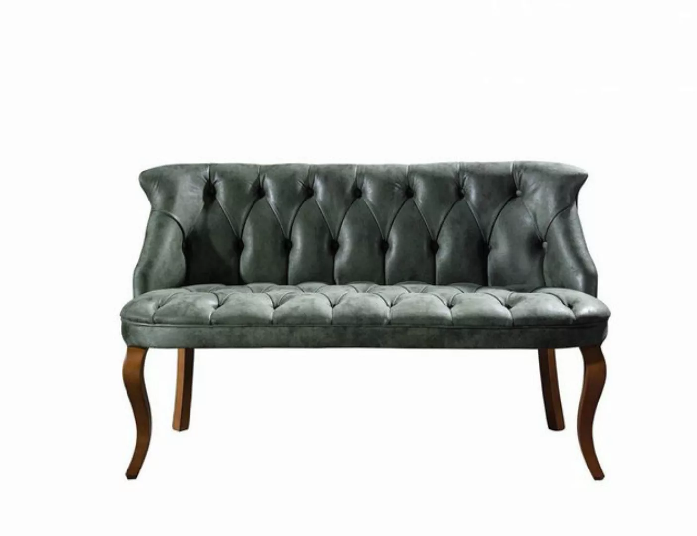 Xlmoebel Chesterfield-Sofa Zweisitzer Chesterfield Bank in Grün aus Kunstle günstig online kaufen