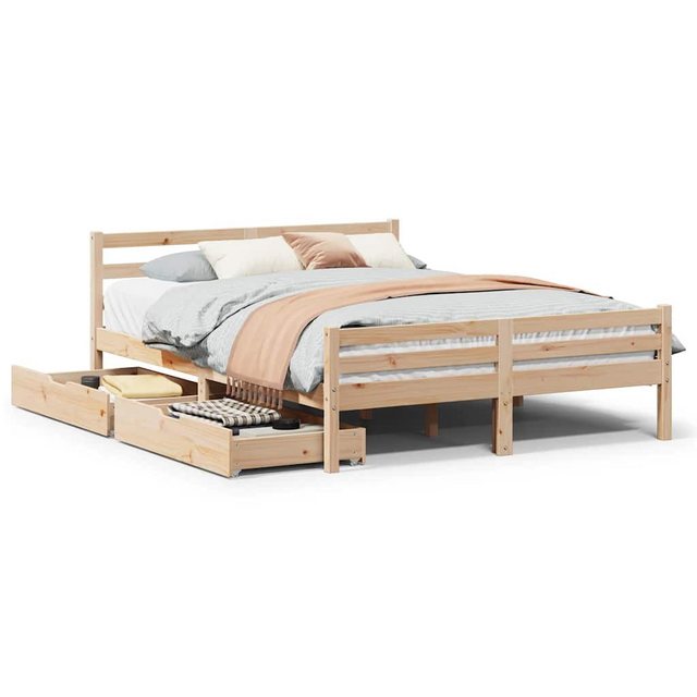 vidaXL Bett, Massivholzbett ohne Matratze 135x190 cm Kiefernholz günstig online kaufen