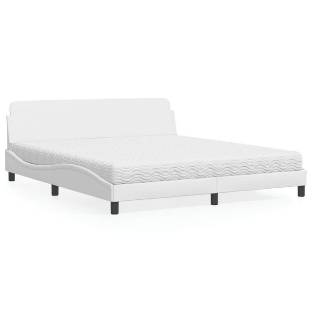 vidaXL Bett Bett mit Matratze Weiß 180x200 cm Kunstleder günstig online kaufen