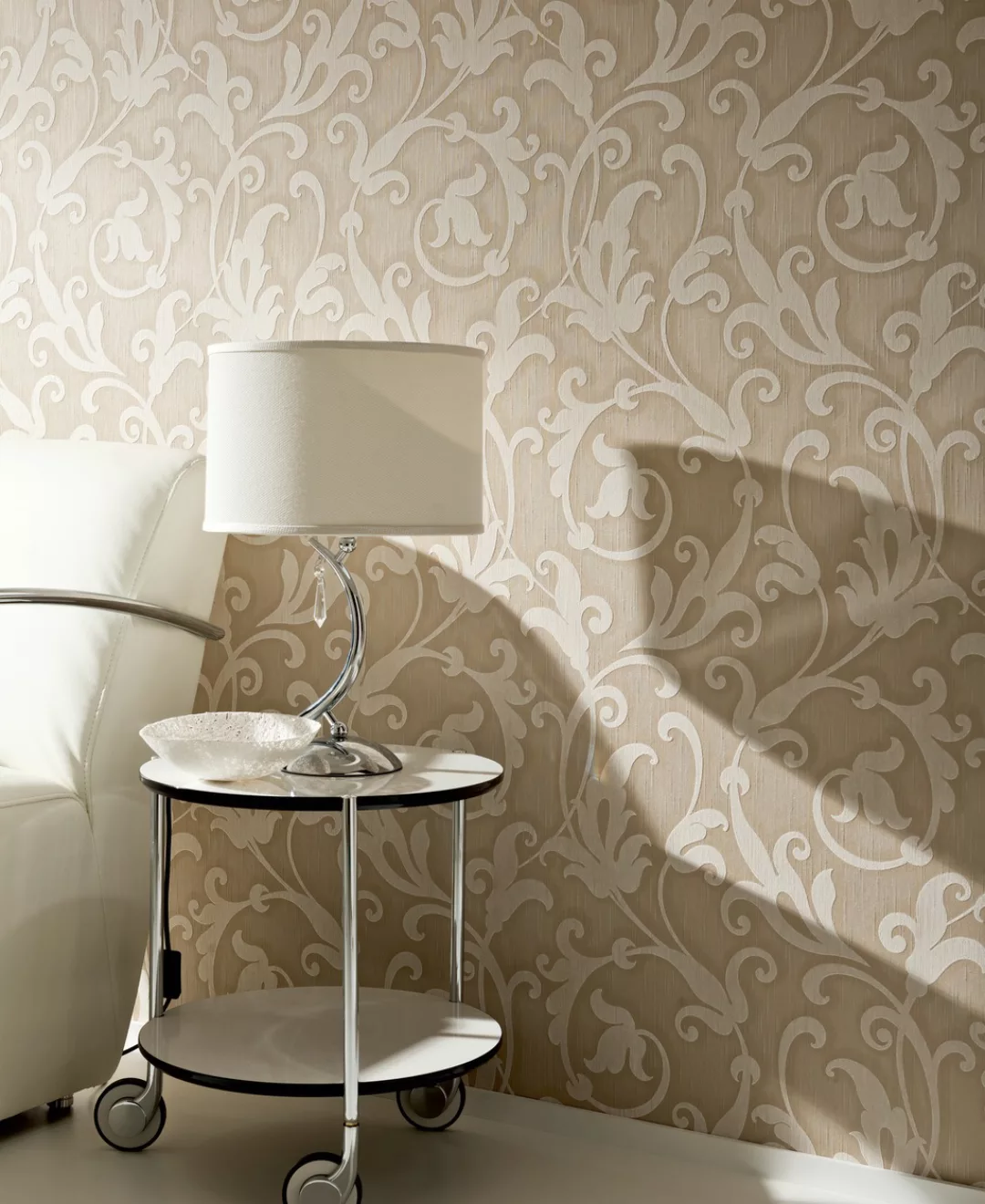 Bricoflor Ranken Tapete in Creme Beige Elegante Ornament Vliestapete mit Te günstig online kaufen