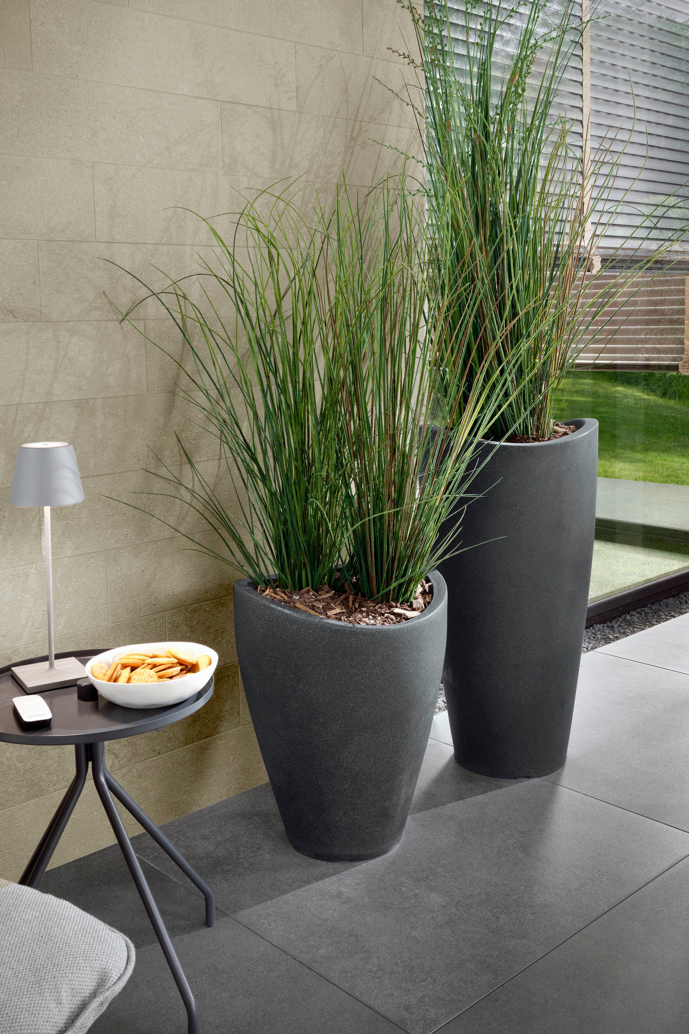 Scheurich Pflanzgefäß Wave Globe High Ø 50 cm x 67 cm Schwarz-Granit günstig online kaufen