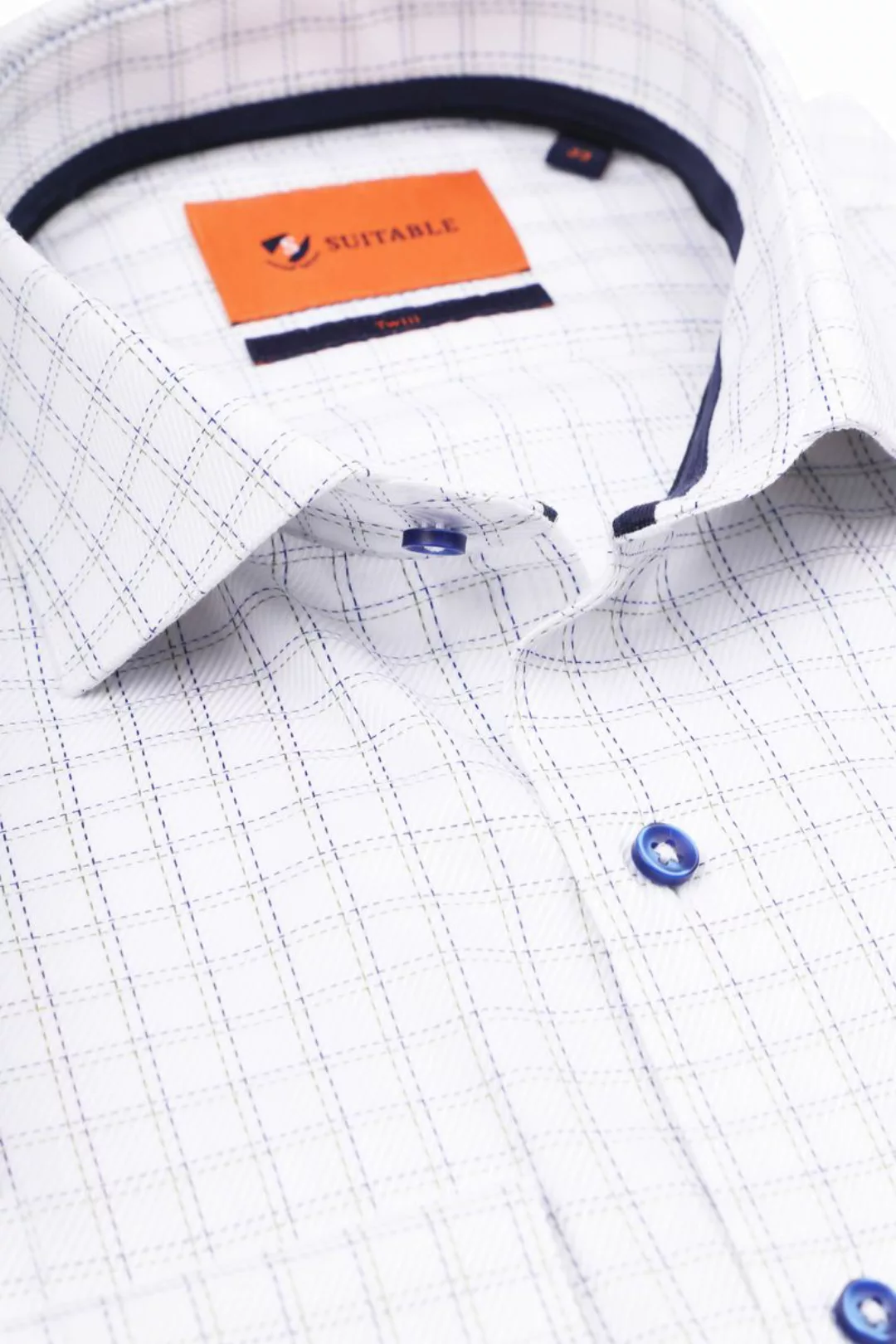 Suitable Hemd Twill Karos Blau - Größe 42 günstig online kaufen