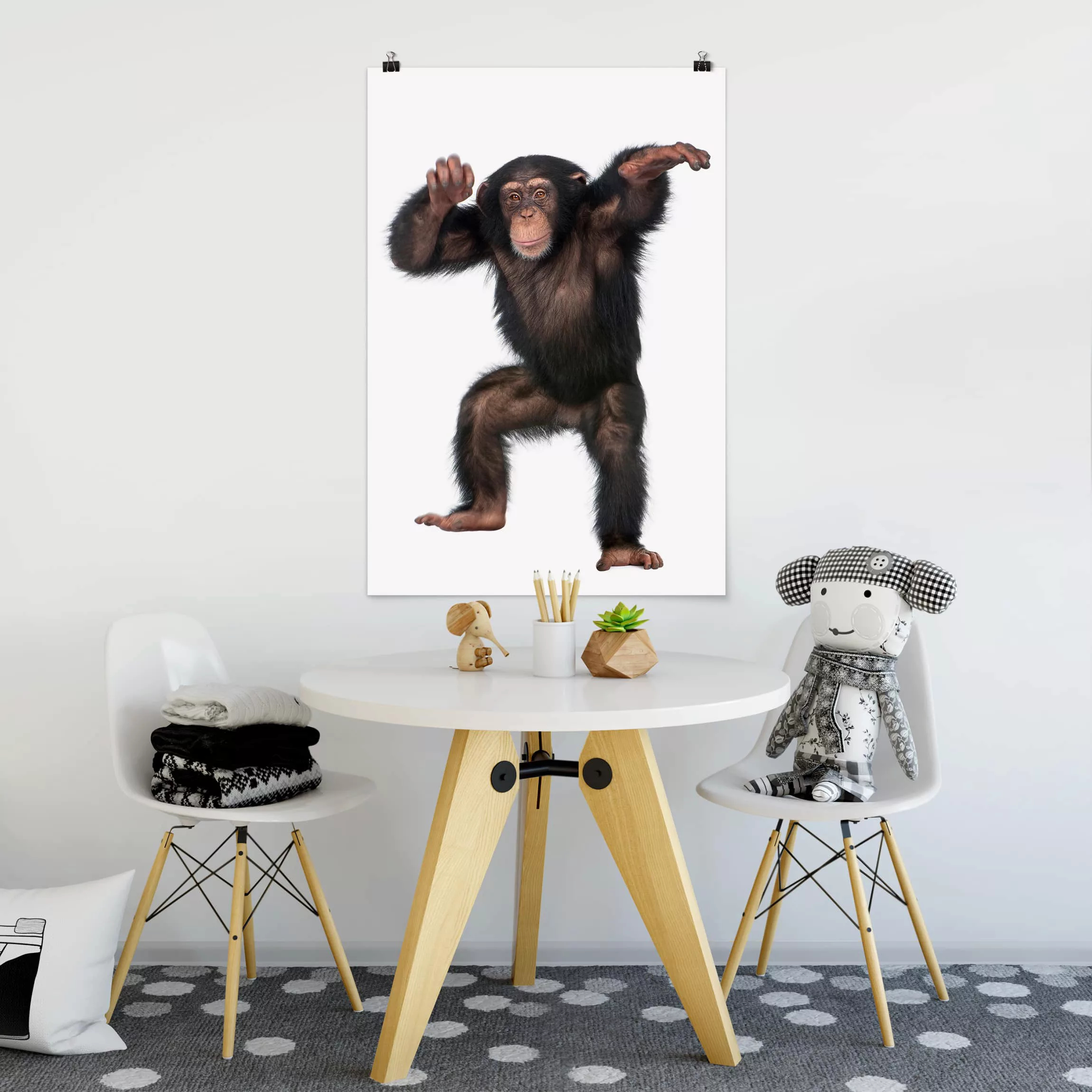 Poster Tiere - Hochformat Vergnügter Affe günstig online kaufen
