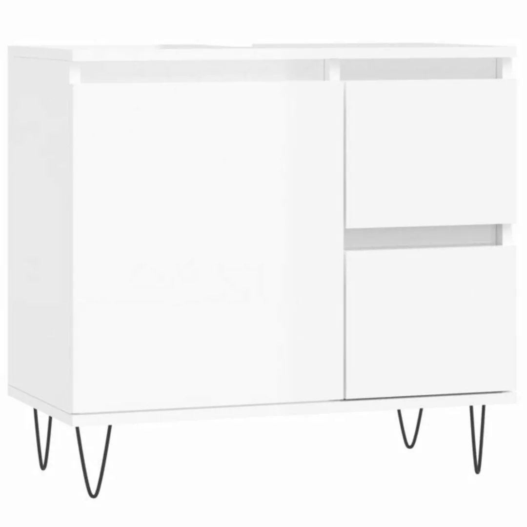 vidaXL Waschbeckenunterschrank Badschrank Hochglanz-Weiß 65x33x60 cm Holzwe günstig online kaufen