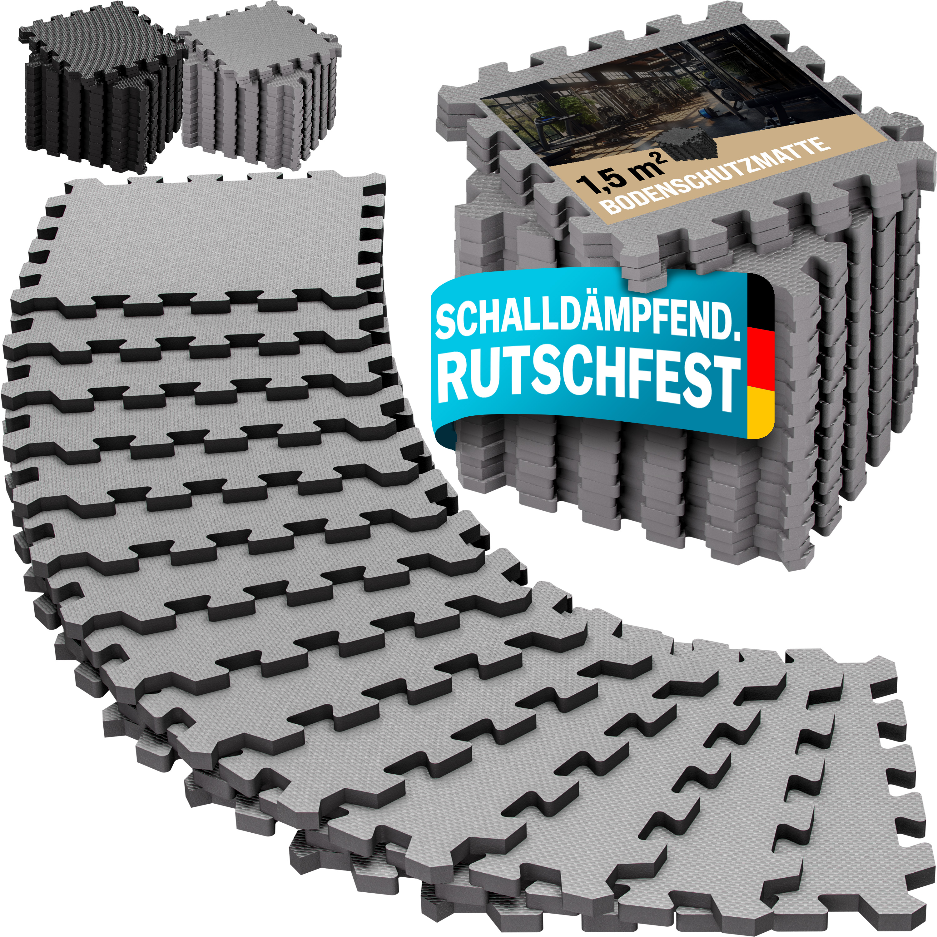 Bodenschutz-/Puzzlematten 18er-Set Grau 175x88x1cm günstig online kaufen