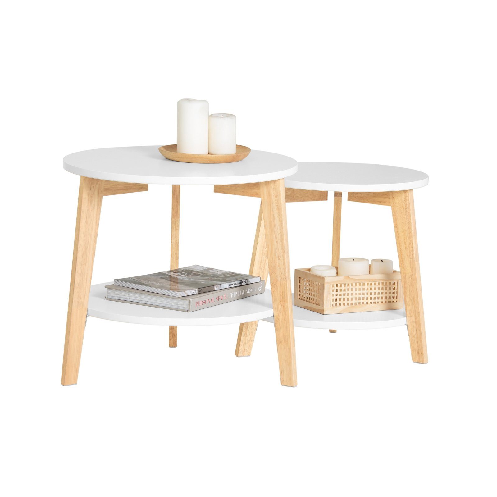 SoBuy Couchtisch 2er-Set Runde Beistelltische Satztische fürs Wohnzimmer FB günstig online kaufen