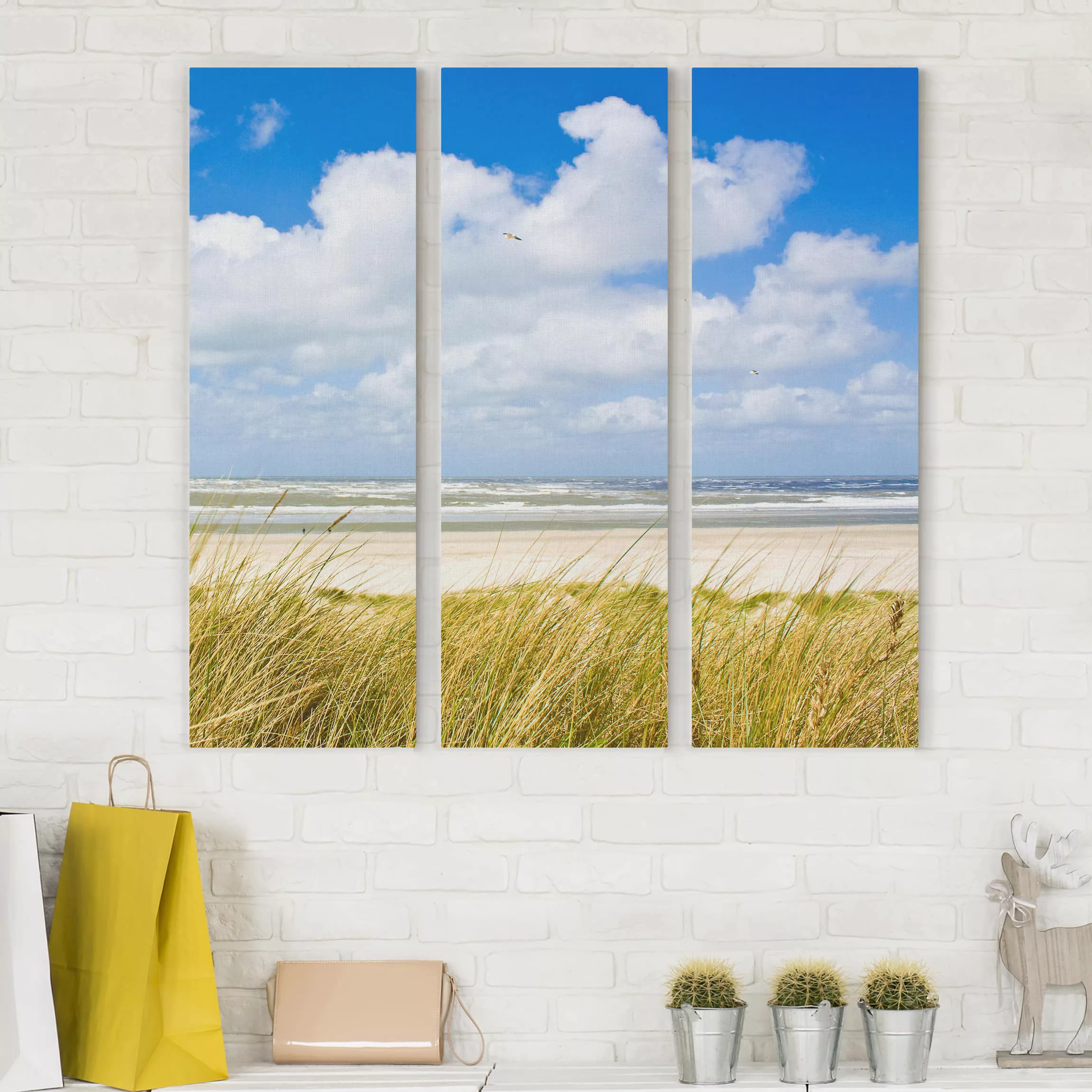 3-teiliges Leinwandbild Strand - Quadrat An der Nordseeküste günstig online kaufen