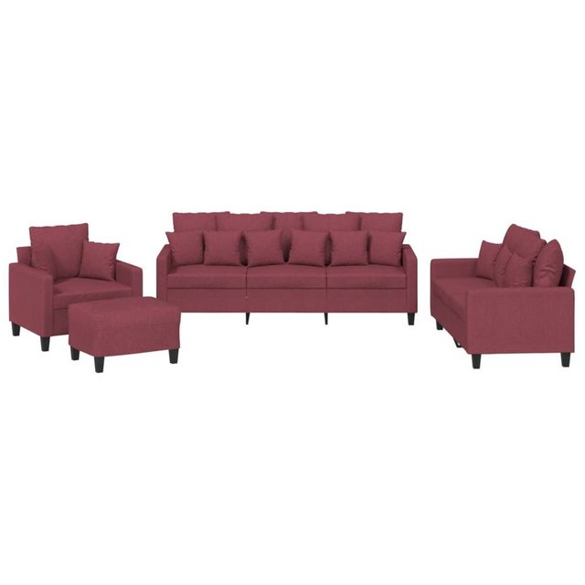 vidaXL Sofa Sofagarnitur Set mit Kissen Stoff, 4-tlg., Rot günstig online kaufen