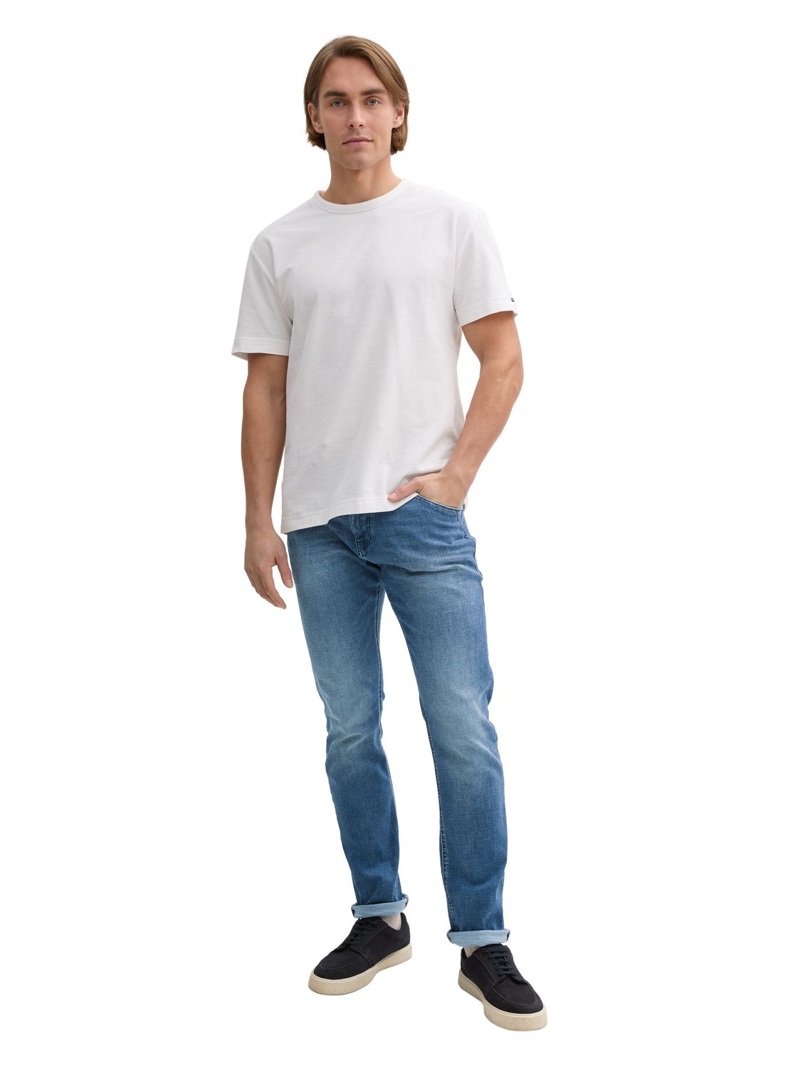 Tom Tailor Herren Jeans JOSH - Regular Slim Fit - Blau - Used Mid Stone Blu günstig online kaufen