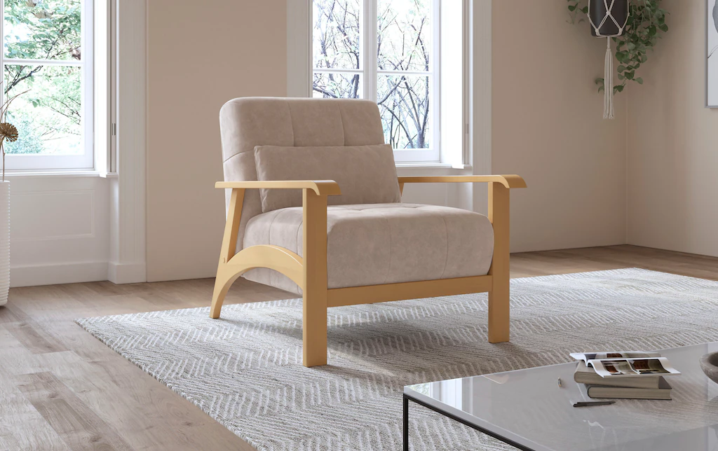 sit&more Sessel "Billund", Armlehnen aus eichefarbigem Buchenholz, verschie günstig online kaufen