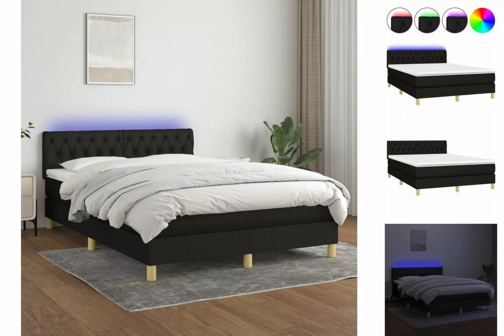 vidaXL Boxspringbett Bett Boxspringbett komplett mit Matratze & LED Stoff ( günstig online kaufen