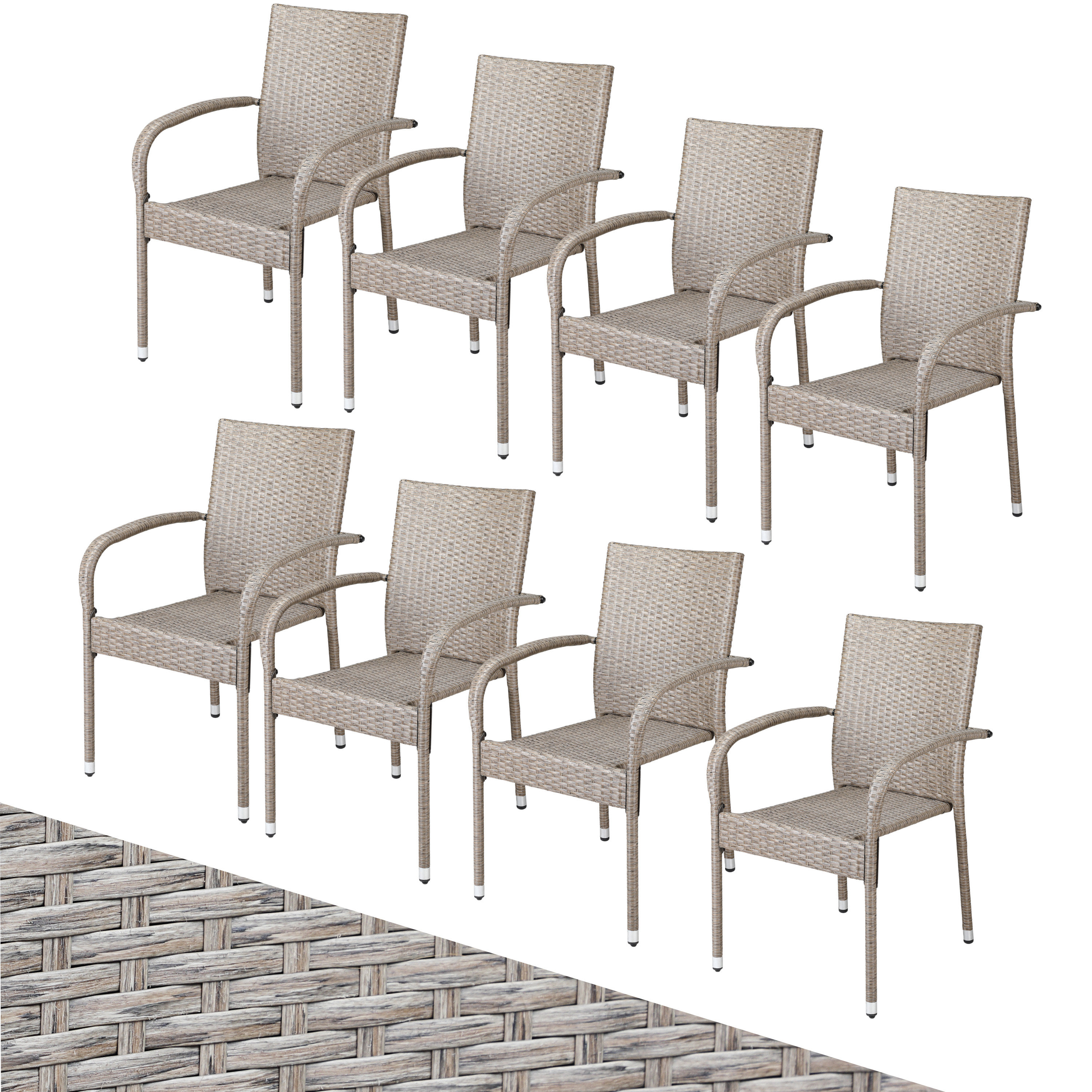 Polyrattan Stapelstuhl Comfort 8er-Set Creme günstig online kaufen