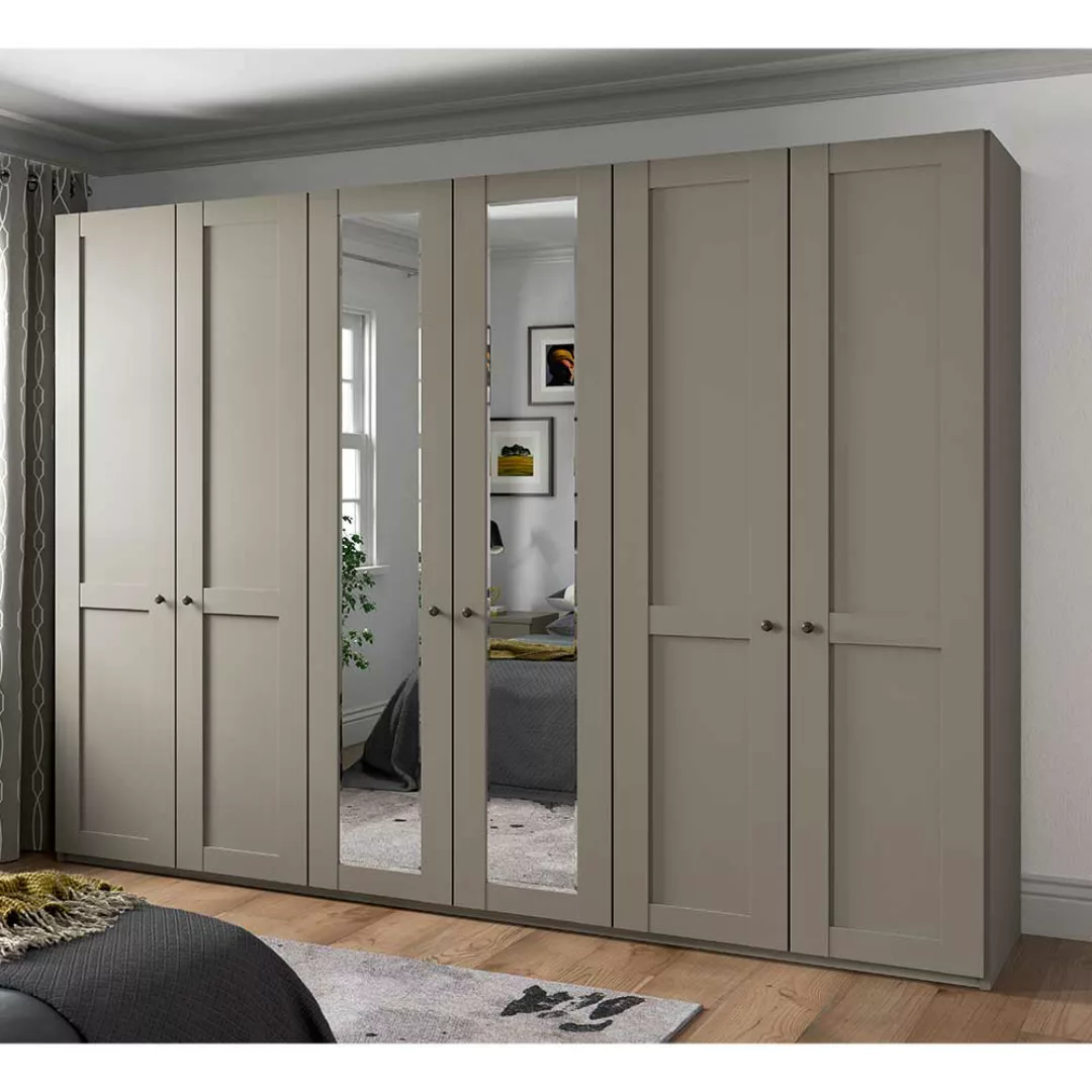 Hellgrauer XL Kleiderschrank im modernen Landhausstil 300 cm breit günstig online kaufen