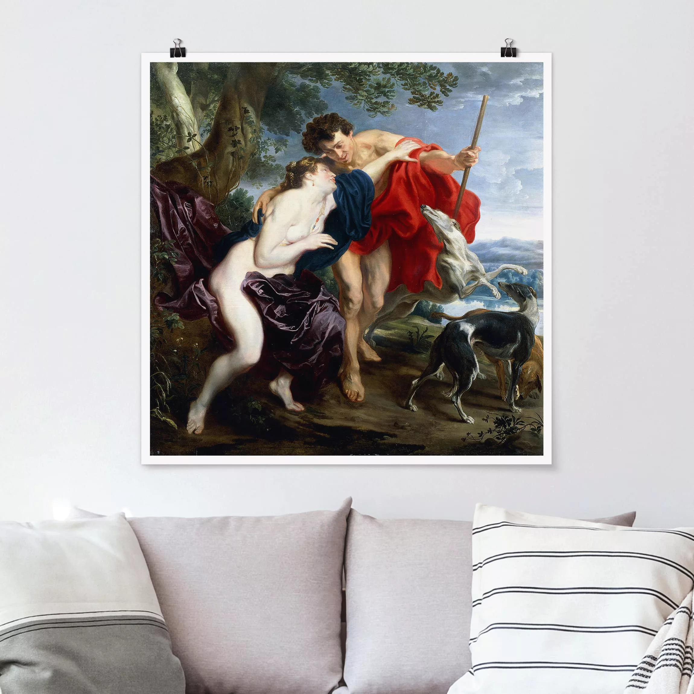 Poster Kunstdruck - Quadrat Anthonis van Dyck - Venus und Adonis günstig online kaufen