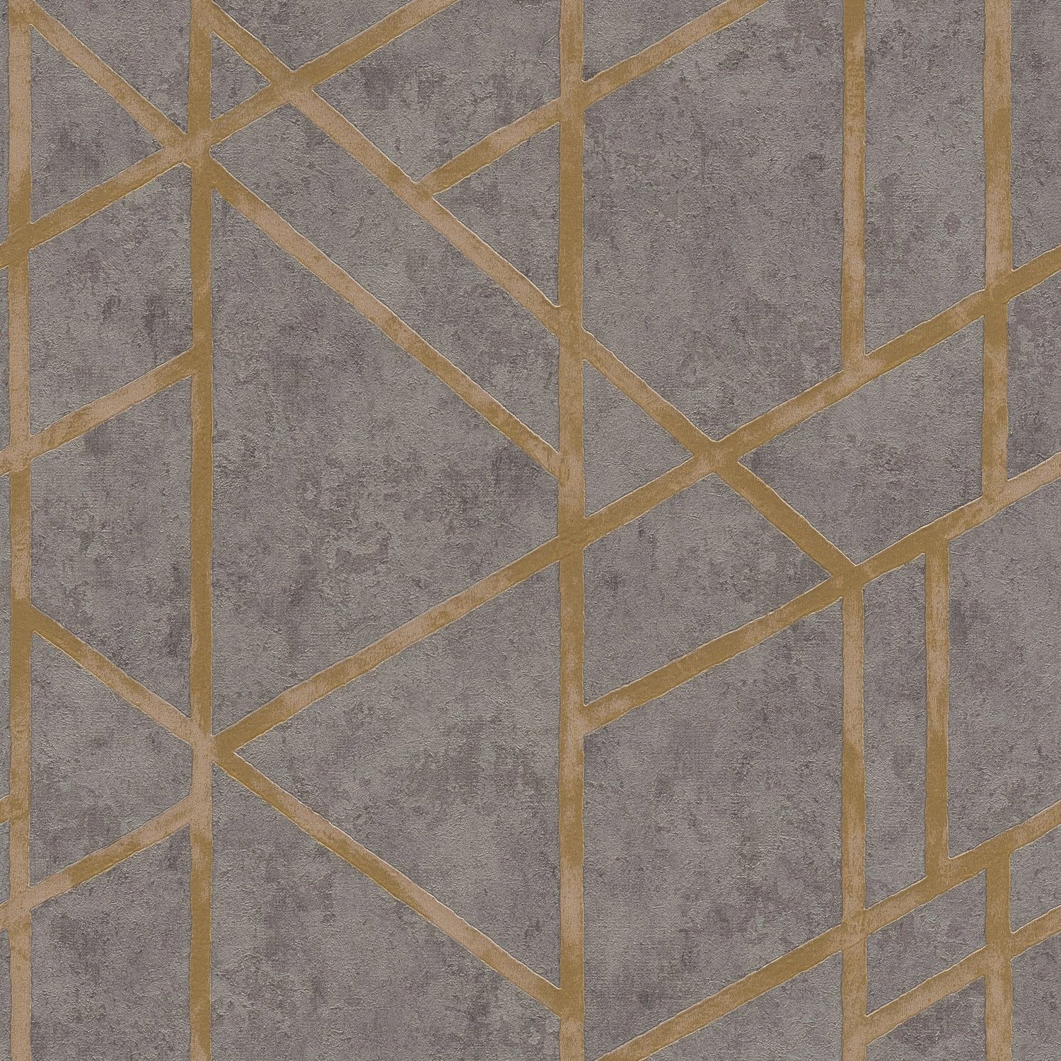 PROFHOME 369281-GU Grafik Tapete Geometrisch dezent schimmernd Grau Gold 0, günstig online kaufen