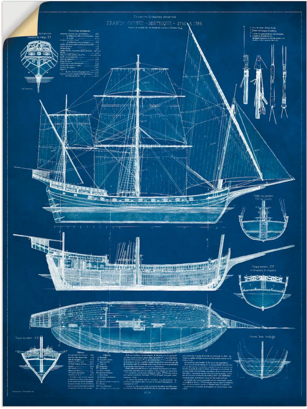 Artland Wandbild "Entwurf für ein Antikes Schiff I", Boote & Schiffe, (1 St günstig online kaufen