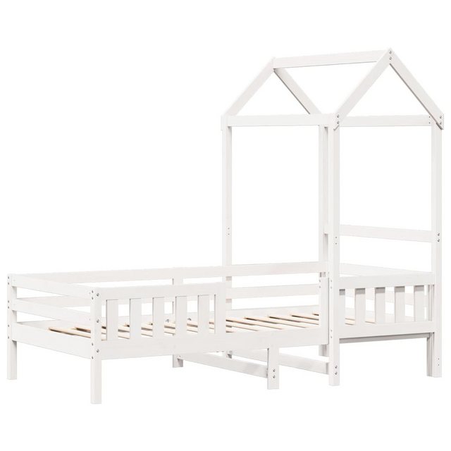 vidaXL Bett Massivholzbett mit Dach Weiß 90x200 cm Kiefer günstig online kaufen