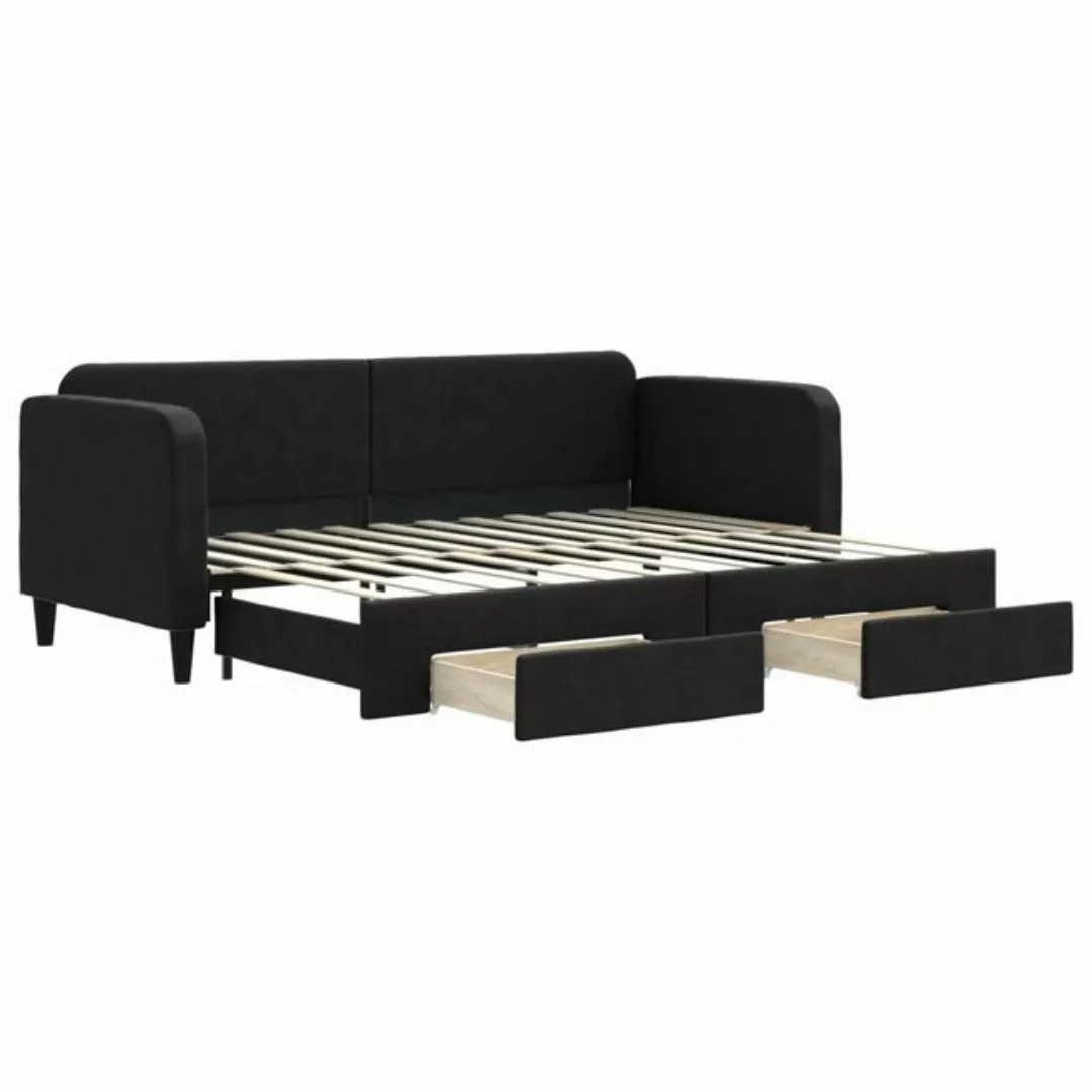 vidaXL Bett Tagesbett Ausziehbar mit Schubladen Schwarz 80x200 cm Stoff günstig online kaufen