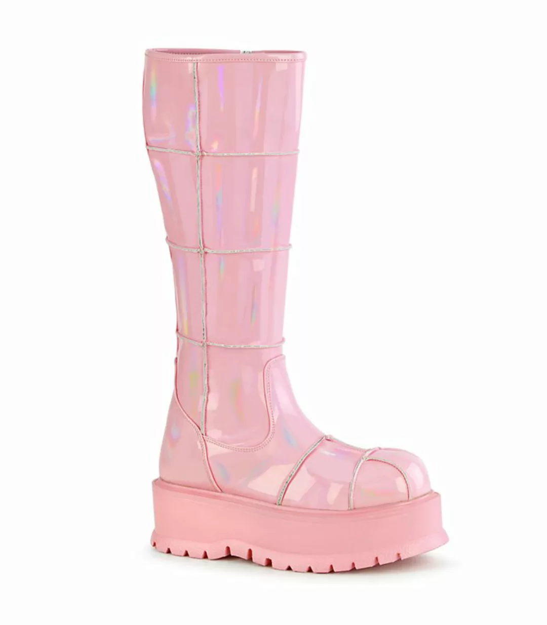 Gothic Plateaustiefel SLACKER-230 - Lederimitat Pink (Schuhgröße: EUR 40) günstig online kaufen